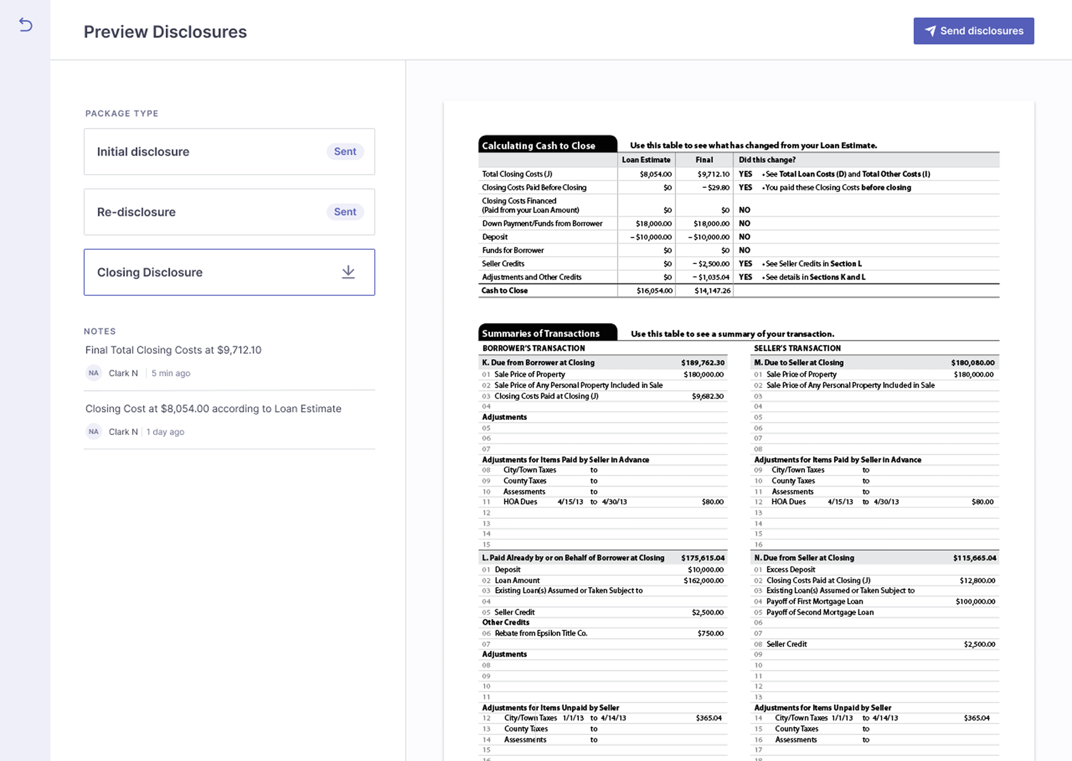 Disclosure viewer with sticky TOC and inline notes